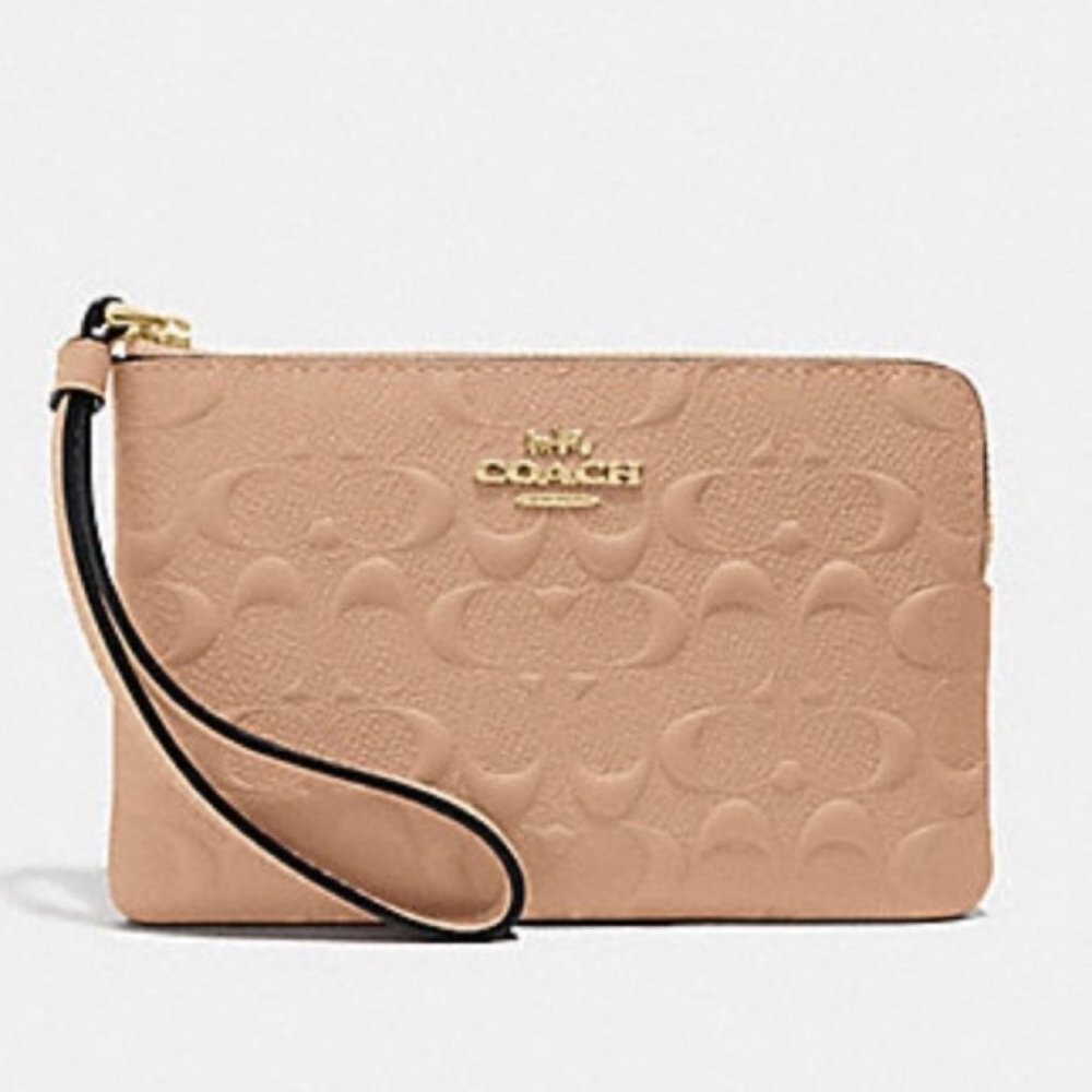 NWT COACH Wristlet Taupe Leather